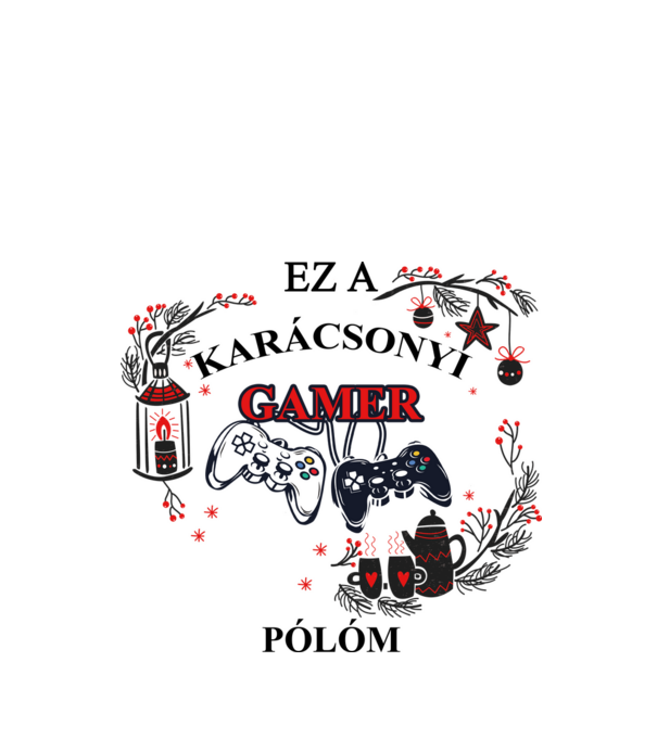Karácsonyi gamer minta fehér pólón