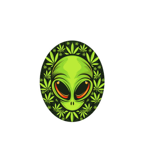 UFO weed minta fehér pólón