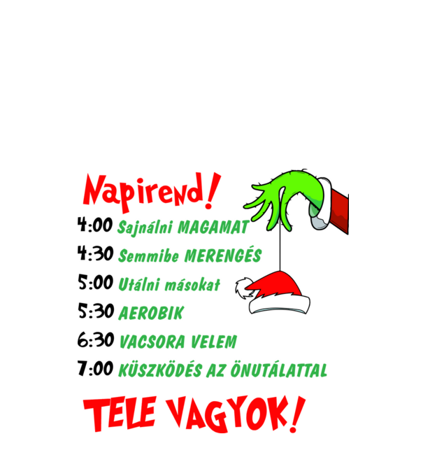 Grincs napirend minta fehér pólón