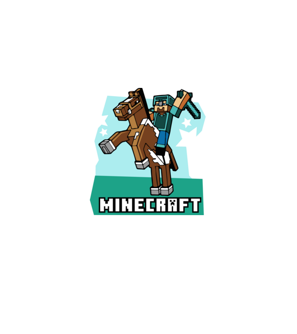 Minecraft Steve lovas póló minta fekete pólón