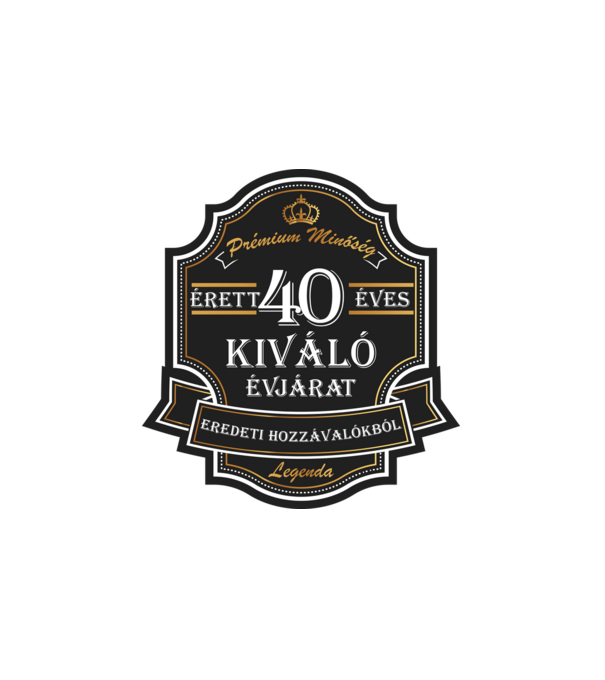 Érett 40 éves, kiváló évjárat minta fehér pólón