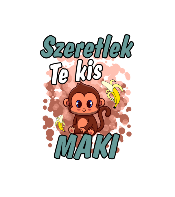 Szeretlek te kis maki páros póló minta fehér pólón