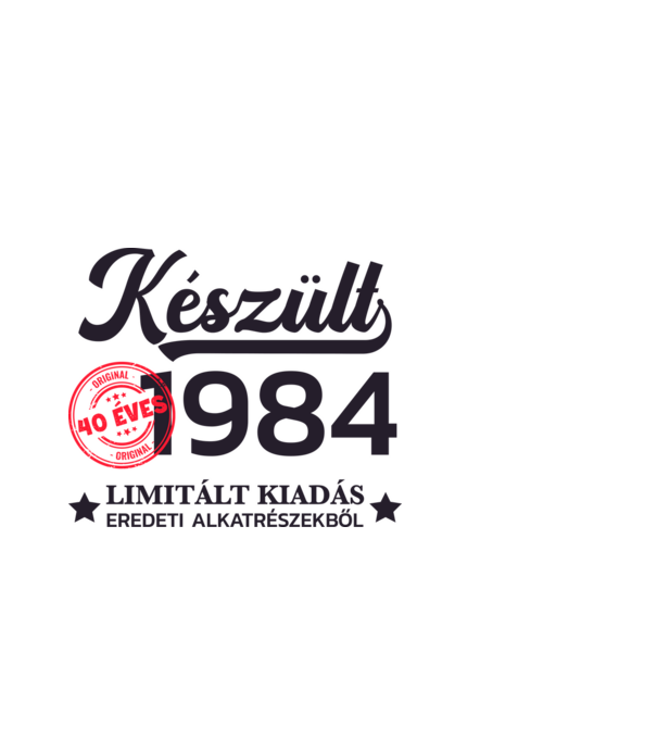 Készült 1984 40 éves limitált kiadás minta fekete pólón