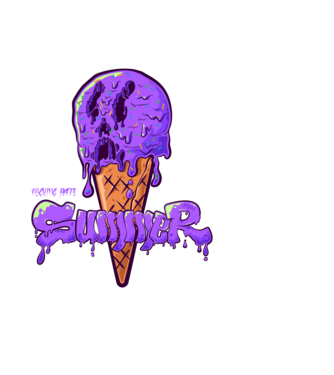 i f HATE summer | Purple minta világoskék pólón