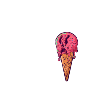 Rózsaszín - Melting Face minta neonsárga pólón
