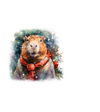 Karácsonyi capybara minta fekete pólón