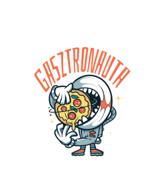 Gasztronauta minta fehér pólón