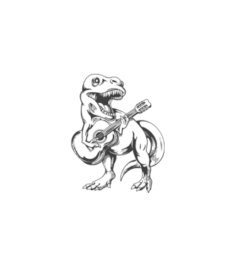Gitáros t-rex minta fehér pólón