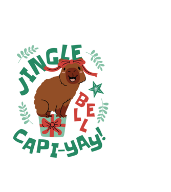 Karácsonyi capybara minta fehér pólón