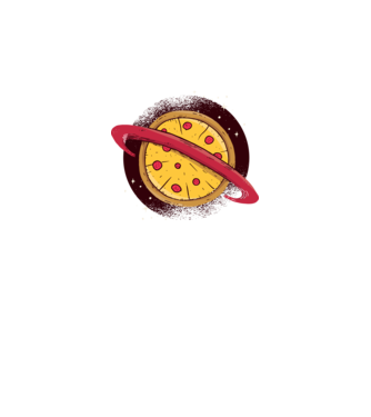 Pizza bolygó minta fehér pólón