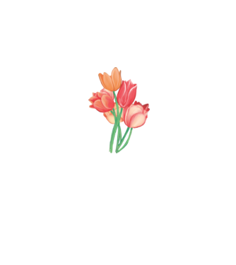 Tulipánok minta szürke pólón
