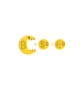 Bitcoin pacman minta fekete pólón