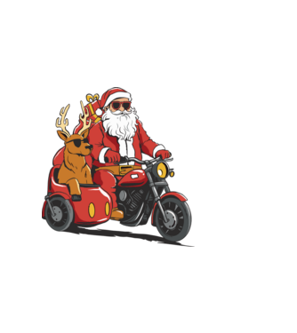 Motoros mikulás minta fehér pólón