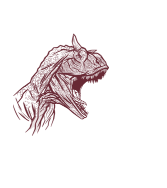Carnotaurus minta világoskék pólón