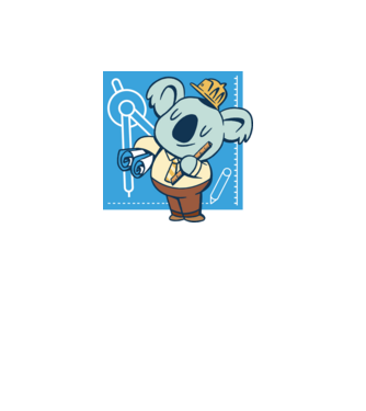 Koala mérnök minta fehér pólón