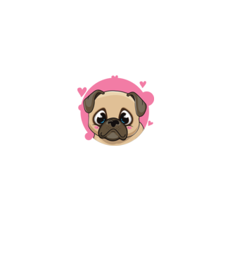 Cuki mopsz minta fehér pólón