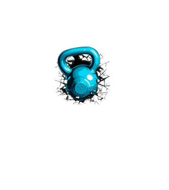 Kettleball minta fehér pólón