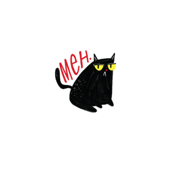 Meh Cat minta farmerkék pólón