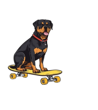 Rottweiler gördeszkán minta fekete pólón
