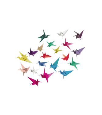 Origami madarak minta fehér pólón