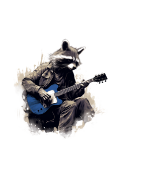 Gitáros mosómedve minta fehér pólón