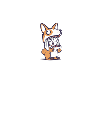 Nyuszi Corgi jelmezben minta fehér pólón