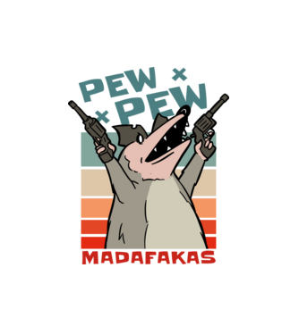 Oposszum pew pew minta fehér pólón