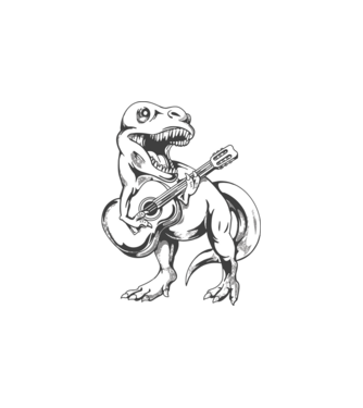 Gitáros t-rex minta fehér pólón
