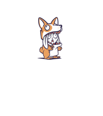 Nyuszi Corgi jelmezben minta fehér pólón