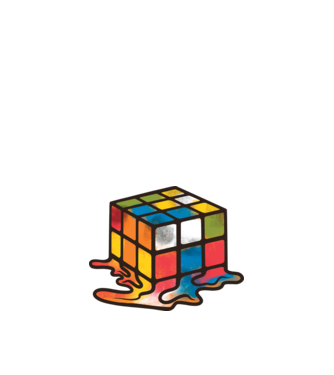 Olvadt rubik kocka minta fehér pólón