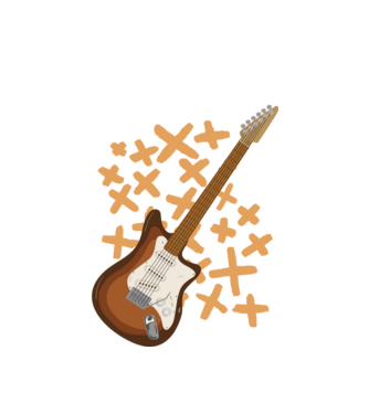 Elektromos gitár minta fehér pólón