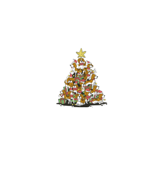 Beagle karácsonyfa minta szürke pólón