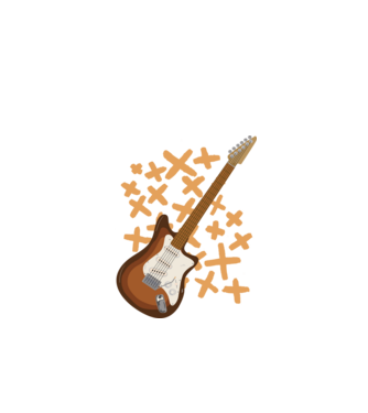 Elektromos gitár minta fehér pólón