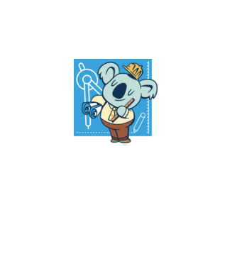 Koala mérnök minta fehér pólón