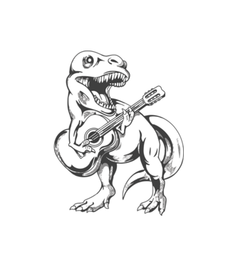 Gitáros t-rex minta fehér pólón