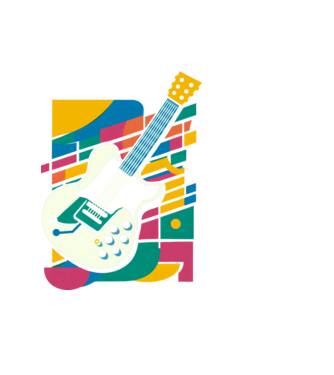 Elektromos gitár minta fekete pólón