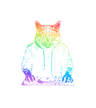 DJ Macska minta fehér pólón