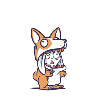 Nyuszi Corgi jelmezben minta fehér pólón