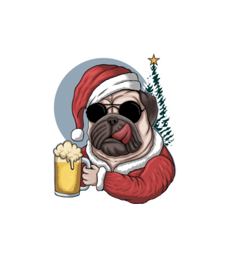 Mopsz Télapó minta fehér pólón