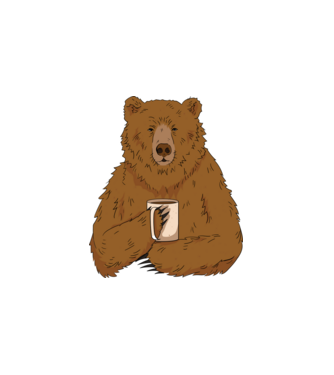 Kávézó medve minta fehér pólón