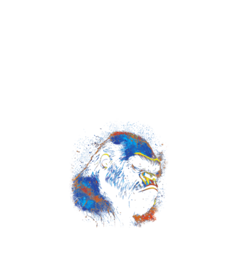 Színes gorilla minta fekete pólón