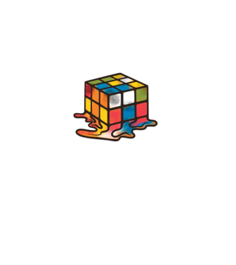Olvadt rubik kocka minta fehér pólón