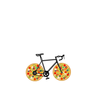 Pizza bicikli minta királykék pólón