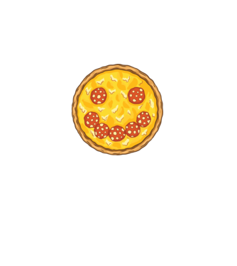 Smiley Pizza minta fehér pólón