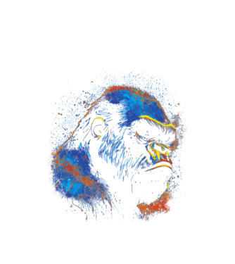 Színes gorilla minta fehér pólón