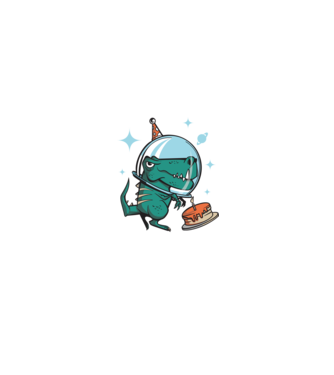 Űrhajós T-rex minta fekete pólón