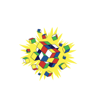 Rubik kocka minta fehér pólón