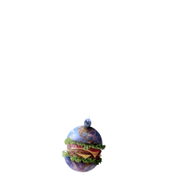 Burger bolygó minta világoskék pólón