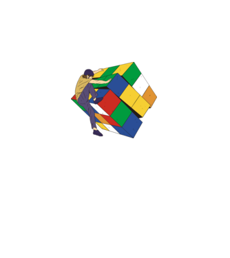 Rubik kocka minta fehér pólón