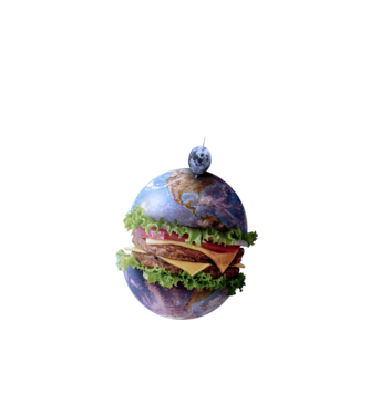 Burger bolygó minta fekete pólón